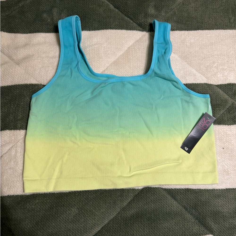 No Boundaries Green and Yellow Ombre Crop Top Tank